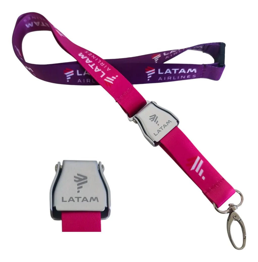 Lanyard Latam Airlines Degradado Rosado Con Mini Cinturón