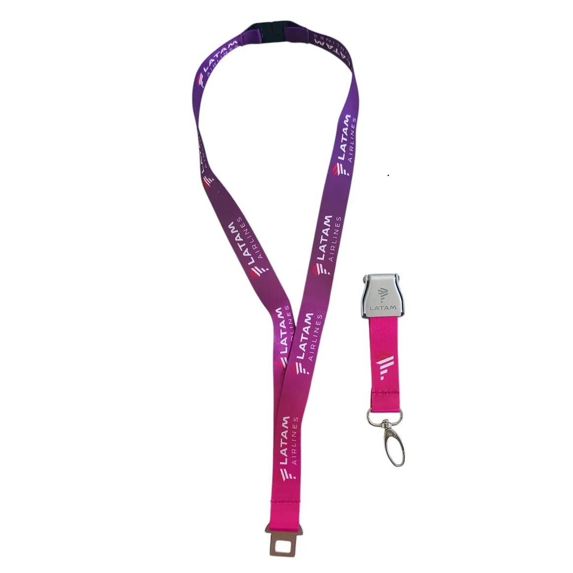 Lanyard Latam Airlines Degradado Rosado Con Mini Cinturón
