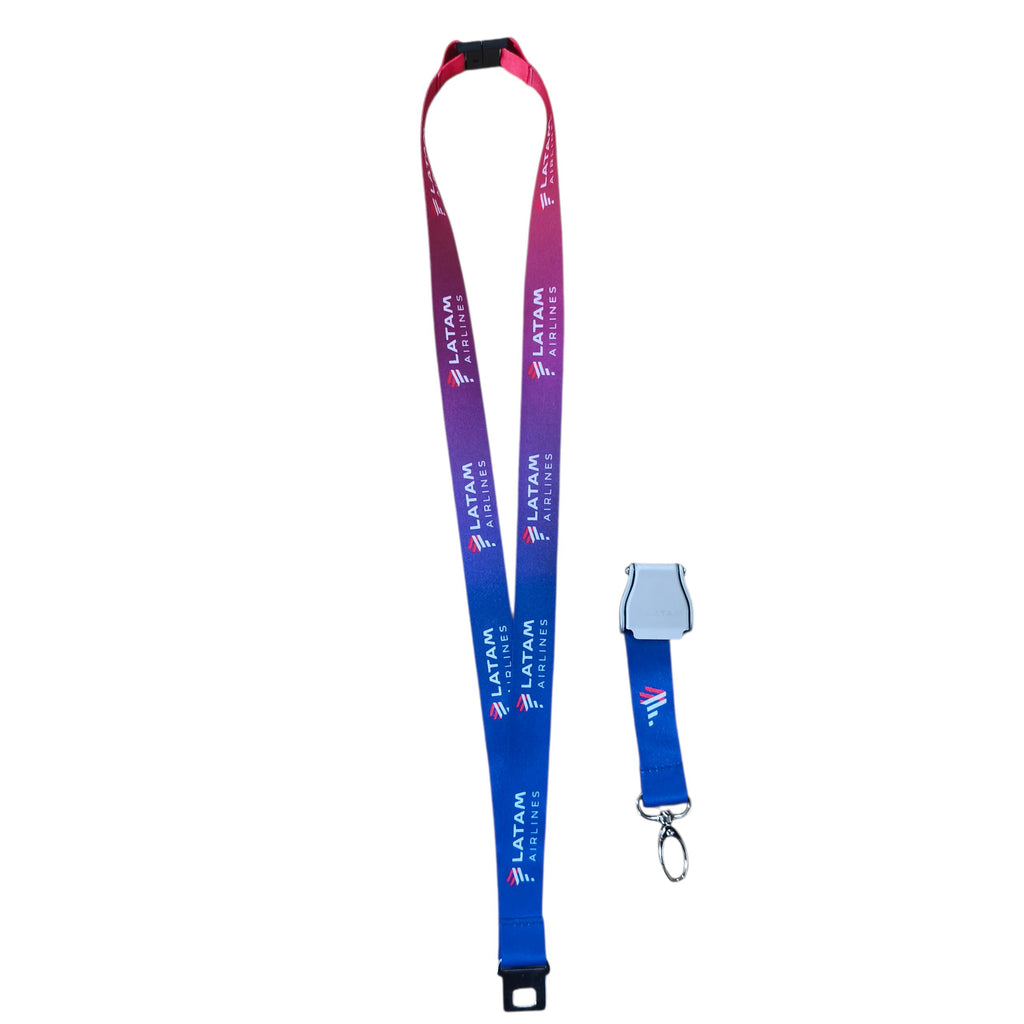 Lanyard LATAM Airlines Degradado Azul-Rojo con mini cinturón